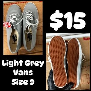 Light grey Low Profile Vans, womens size 9, men 7.5